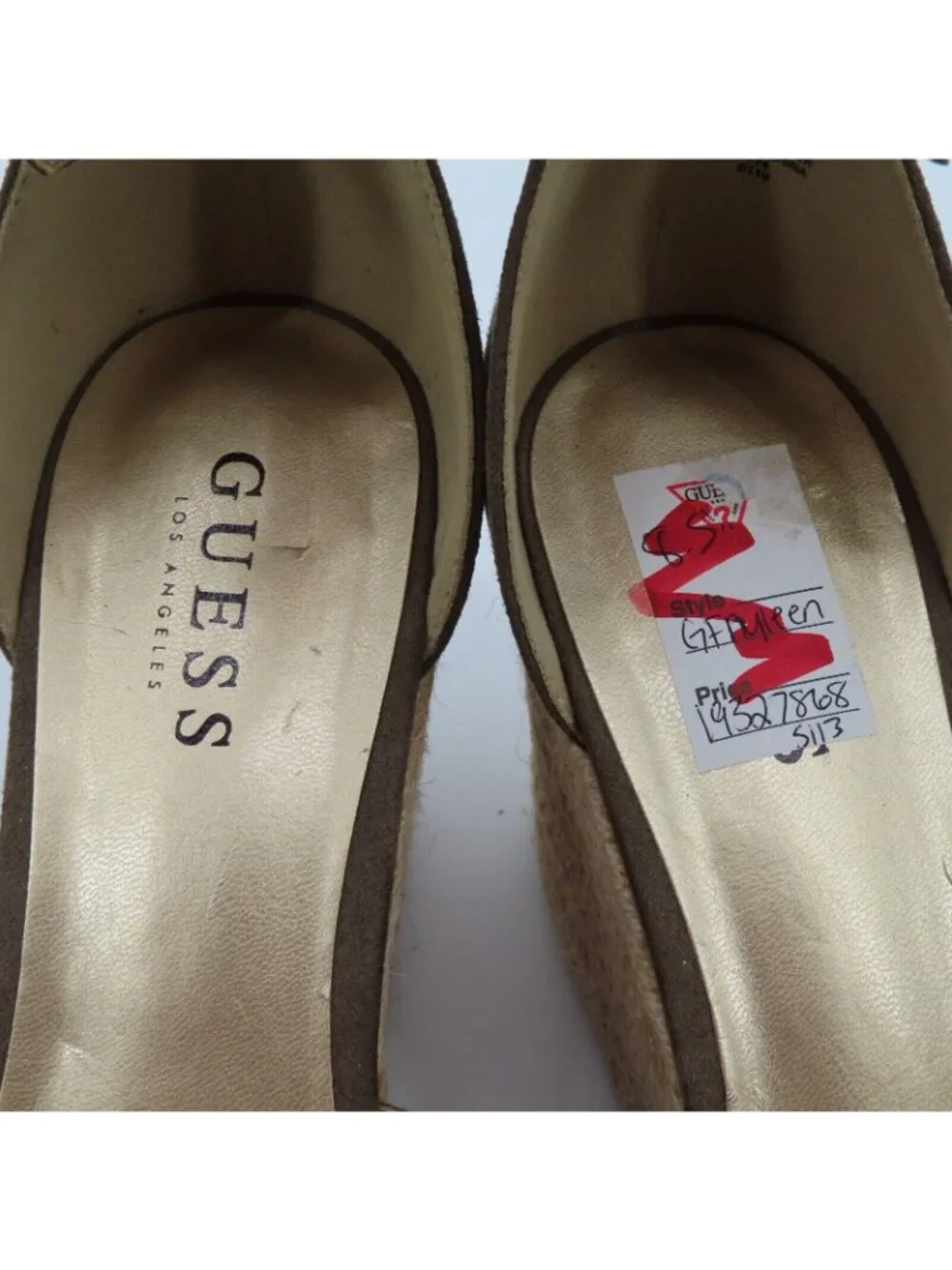 NEW Guess Women 8.5 Ayleen Brown Tan Espadrille Platform Wedge Sandals GFAyleen